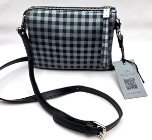 Bolso Bandolera GUM Gianni Chiarini Diseño Gris Negro A Cuadros Hecho en Italia - Imagen 1 de 12