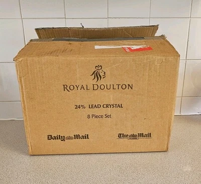 Royal Doulton Daily Mail 24% Lead Crystal Glasses 8-Piece Set Vintage 1970s Rare - Image 1 of 4