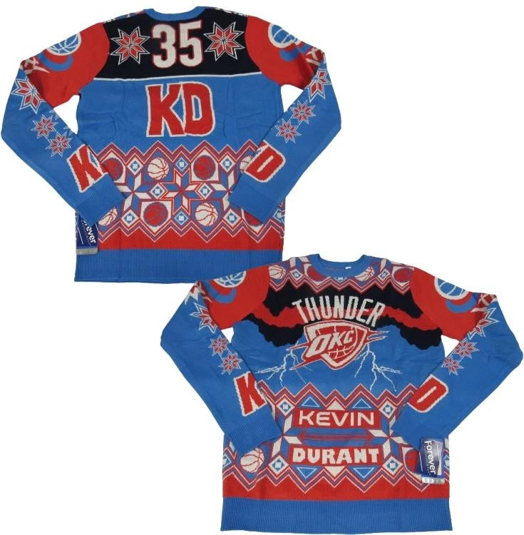 Suéter Kevin Durant #35 Oklahoma City Thunder para Hombres Tallas L-XL Navidad Vacaciones Foto 1 de 4