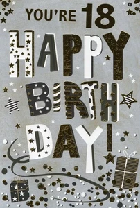 AGED 18 'YOU'RE 18 HAPPY BIRTHDAY' GREETINGS CARD AND MATCHING ENVELOPE 5" X 7" - Picture 1 of 3