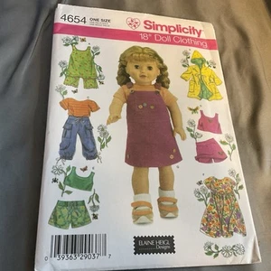 "Patrón de ropa para muñeca Simplicity 18"" sin cortar #4654" - Imagen 1 de 2