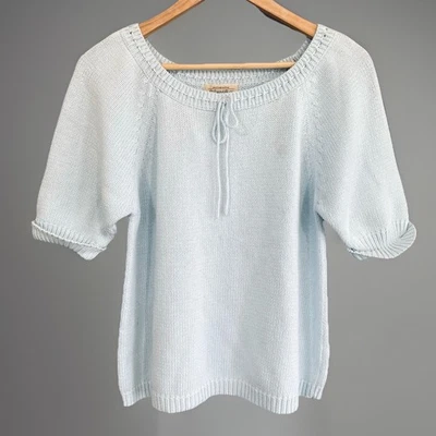 Suéter de Colección Años 90 Manga Corta Azul Helado Algodón Pullover Cottagecore Talla M Nuevo con Etiquetas Foto 1 de 4