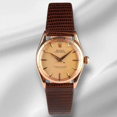 Rolex Vintage 31mm Oyster Perpetual 18K Yellow Gold Watch Ref 6549 - Image 1 of 4