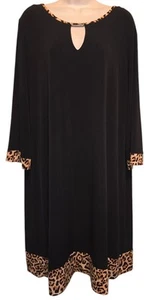 Tiana B. Black Leopard Print Trim Stretchy Dress Size 2X - Picture 1 of 3