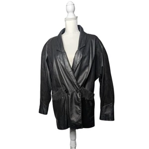 80's Vintage Leather Paisley Jacket G III-GLOBAL IDENTITY Medium Retro Goth - Picture 1 of 14