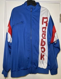 VTG Reebok Sport Sz XL Full Zip Track Jacket, Large Logo, Blue Red White πβ€οΈπ€ - Picture 1 of 12