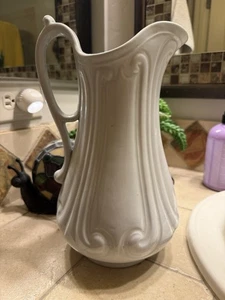 Berlin Swirl Ironstone Liddle Elliot & Son White Pitcher Rare! - Bild 1 von 2