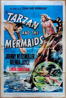 original Kino Film Plakat Poster "Tarzan" Johnny Weissmüller Erstaufführung 1948 - Bild 1 von 4