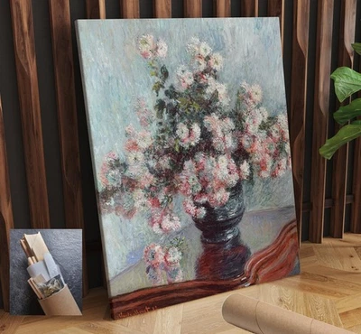 Jarrón flores rosa bodegón Claude Monet impresionismo obra de arte 24x30 pulgadas Foto 1 de 3