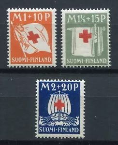 FINLAND 1930 VERY GOOD RED CROSS SET SCOTT B2-B4 FACIT 162-164 PERFECT MNH - Picture 1 of 1