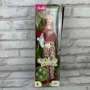 Barbie 2004 Christmas Morning rosa Schlafanzug weiß Teddy neu in kleiner beschädigter Verpackung - Bild 1 von 6