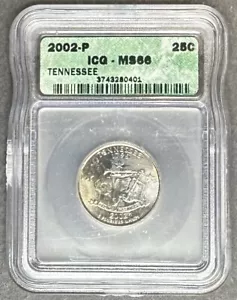 2002-P Tennessee Quarter ICG MS-66, Buy 3 Items, Get $5 Off!! - Picture 1 of 2
