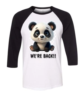 PANDA bear shirt size small.B/W baseball,3/4 sleeve - Picture 1 of 1