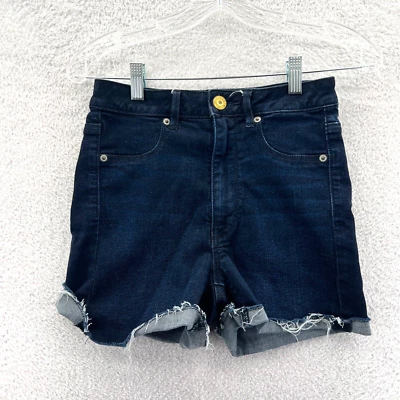 American Eagle Jean Shorts Womens Size 4 Blue 24x3 Dark Wash Cotton Cut-Off - Image 1 of 4