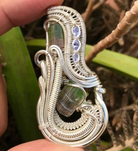 Top Quality watermelon Tourmaline Pendant Handmade Necklace Jewelry zircon Gem - Picture 1 of 7