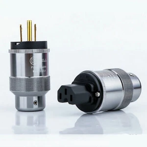 Gold Plated US/EU Power Plug IEC C13 Connector for HIFI Audio Power Cable DIY - Afbeelding 1 van 17