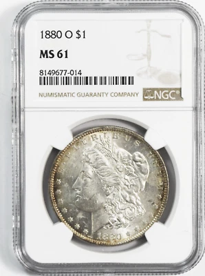 1880 O $1 Morgan Silver Dollar MS61 NGC VAM 57 New Orleans Small Micro O - Image 1 of 2