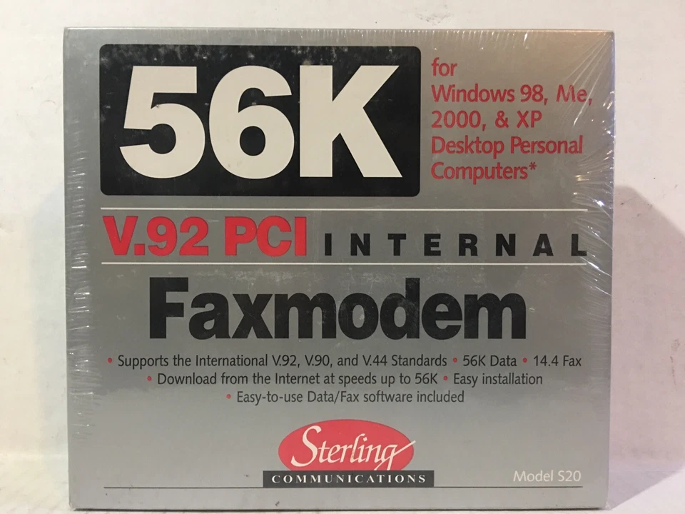 New Sealed Vintage Sterling S20-03B Model S20 V.92 PCI Internal Faxmodem 56K - Image 1 of 4