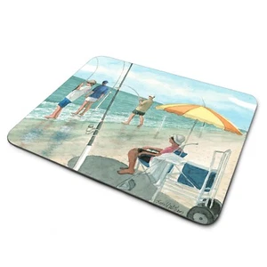 Surf Fishing On The Carolina Coast Ronald William Coastal NC Artist Mouse Pad - Picture 1 of 4