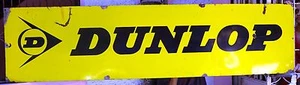 Letrero publicitario vintage Dunlop porcelana esmaltada 72x18 amarillo negro Automobilia - Imagen 1 de 4