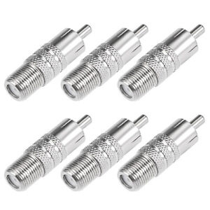 F Type Female to RCA Male Silver Tone RF Coaxial Adapter Connector 6pcs