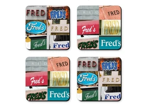 Sottobicchieri personalizzati con il nome FRED in foto di insegne - Set di 4 - Foto 1 di 1