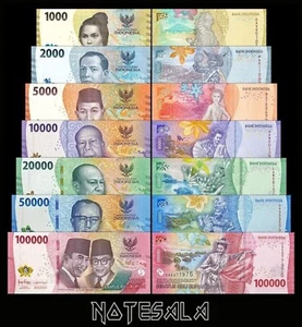 INDONESIA FULL SET 7 Pcs 1,000 to 100,000 RUPIAH 2022-2023 Pick-162 to P-168 UNC - Imagen 1 de 8