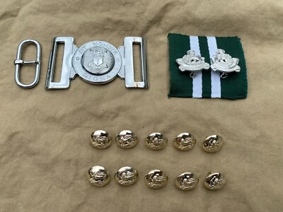 Original Rhodesian Light Infantry RLI Army Collars Belt Buckle & Buttons Set UDI - Image 1 of 4
