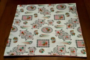 🌟 Vintage Obstdruck MCM Tischdecke rosa grün rot grau keine Flecken keine Löcher so schön - Bild 1 von 8