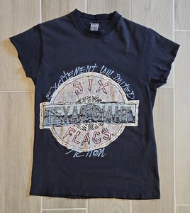Vintage 90s Six Flags Texas Giant Rollercoaster T-Shirt Thrashed Faded Rare Read - Picture 1 of 15