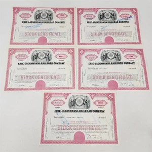 5 Evie Lackawanna Railroad Company 100 Shares Stock Certificates 1963 1964 1966 - Picture 1 of 9