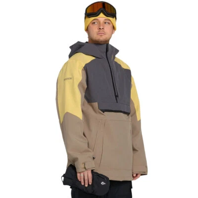 Volcom Brighton Pullover Herren-Snowboardjacke Skijacke Jacke Anorak Braun/Gelb - Bild 1 von 4