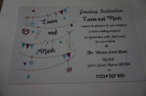 Personalised Wedding  Invitations Day or Evening Invites With Envelopes x 25/50