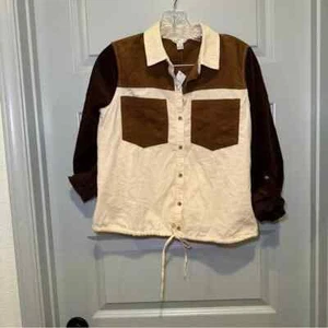 NWOT Cato Brown/Cream Corduroy Button Down Jacket Top size XS - Picture 1 of 11