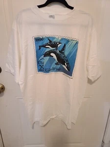 Vintage 1990 Killer Whale Orca Stamp Design USPS Single Stitch Men's Size XXL - Picture 1 of 10