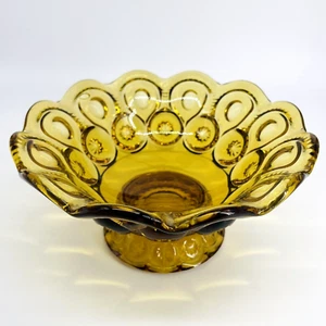 VTG MID-CENTURY L.E.SMITH MOON & STARS AMBER COMPOTE CANDY SERVING DISH-BOWL-MCM - Picture 1 of 11