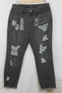 Ashley Mason Damen 30 x 28 Distressed Boyfriend Jeans schwarz 30 - Bild 1 von 5