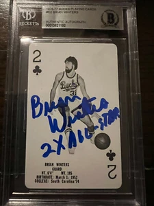 Carte da gioco Milwaukee Bucks 1976 White Hen Pantry Brian Winters Auto BAS Cert - Foto 1 di 3
