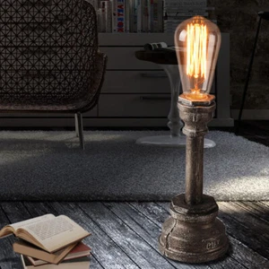 Industrial Retro Steampunk Table Lighting Rust Water Pipe Table Lamp Desk Light - Picture 1 of 6