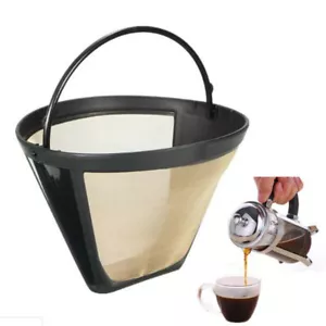 Wiederverwendbarer Goldton Permanent # 4 Kegelform Kaffeefilter Mesh Basket .dp - Bild 1 von 8