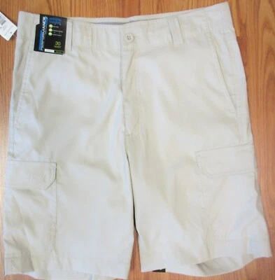 NEW! CUTTER & BUCK Mens POLY/SPANDEX CASUAL CARGO SHORTS LIGHT KHAKI Sz 30 - Image 1 of 3