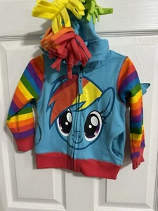 Toddler Girls Hooded Rainbow Dash Jacket, Wings/ Mane Size 2T My Little Pony - Picture 1 of 3