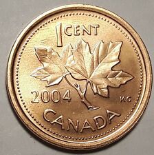 2004 Zinc CANADA 1 Cent Uncirculated Non-Magnetic Penny From Mint Roll UNC