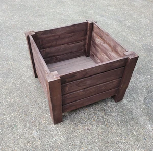 Large Wooden Pot, Square, 55 x 55 x 40 cm of Solid Wood Pine in Brown Color - Picture 1 of 5