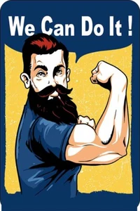 We Can Do IT! Bearded Man sign Metal funny man cave house decor A745 - Picture 1 of 1