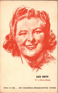 Postal Kate Smith CBS Radio Publicidad Mailer Lino Sin Publicar - Imagen 1 de 2