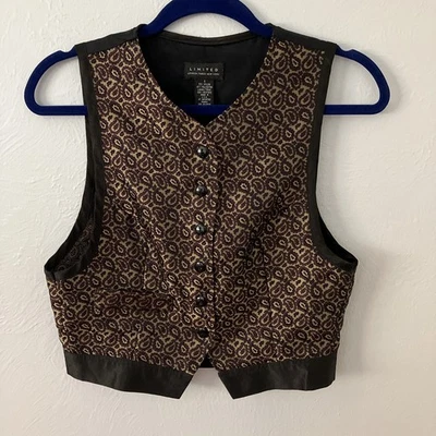 Chaleco de cachemira pequeño vintage The Limited años 90 - dorado y borgoña Foto 1 de 4