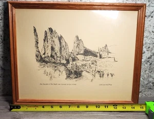 1978 Gary G.E. Geivett Drawing Pikes Peak Garden of the Gods Colorado Springs - Picture 1 of 4