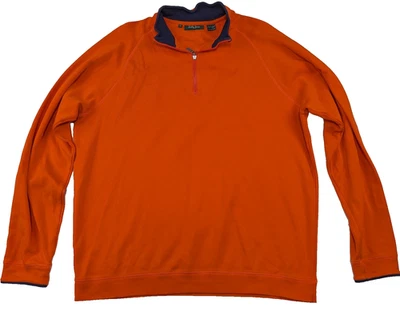 Suéter masculino Bobby Jones Leaderboard 1/4 zíper XL veneno laranja pima algodão golfe - Imagem 1 de 4