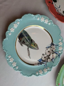 Mesa Anthropologie Lou Rota Camaleón Naturaleza 9" Plato de Cena Mosca Depredador - Imagen 1 de 2